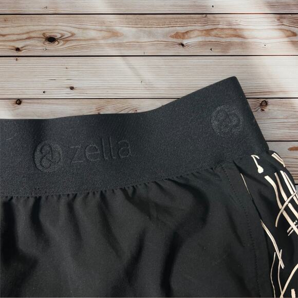 Zella‎ Lined Athletic Shorts Black Running Gym Activewear Drawstring Logo Medium - Picture 3 of 7